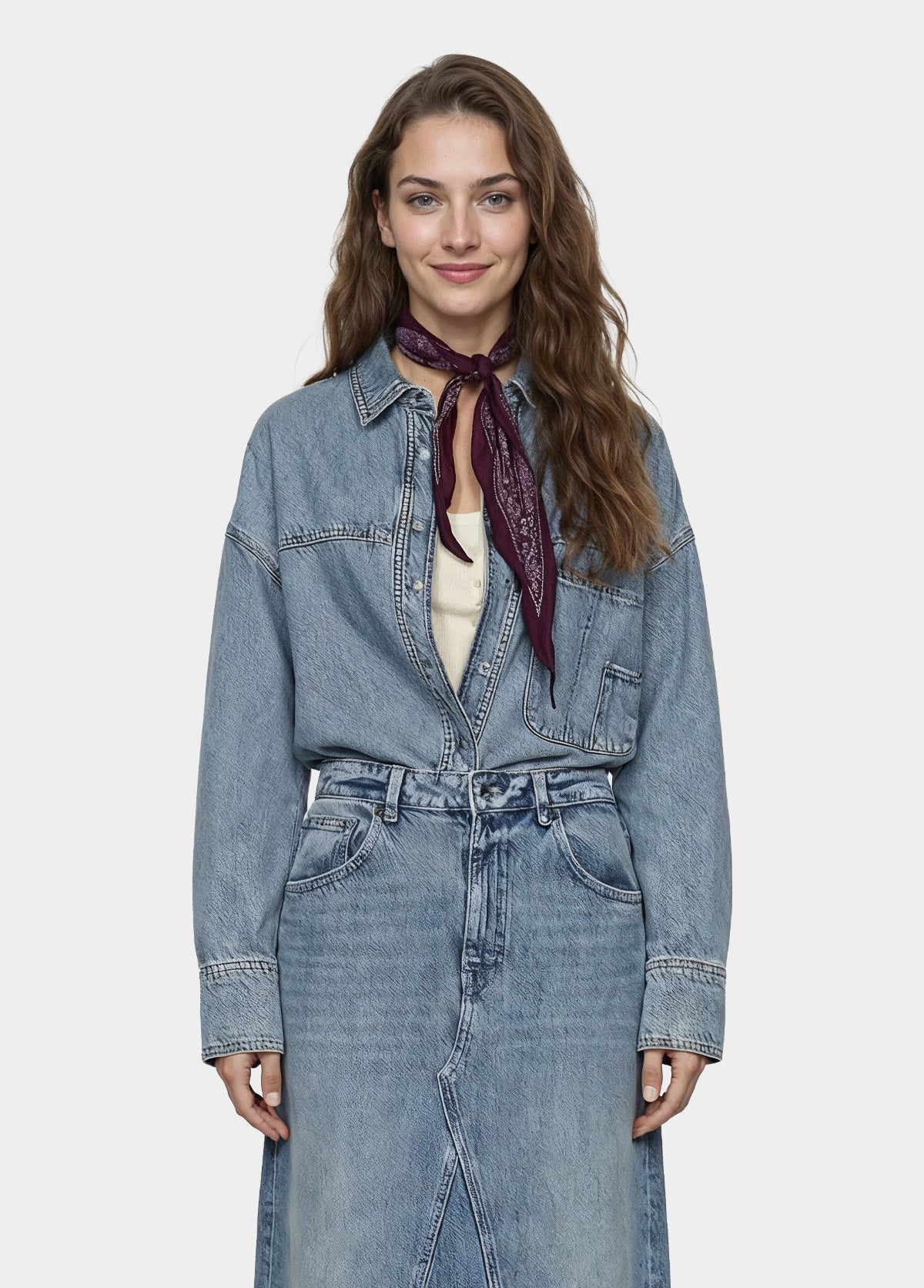 Slit Denim Skirt
